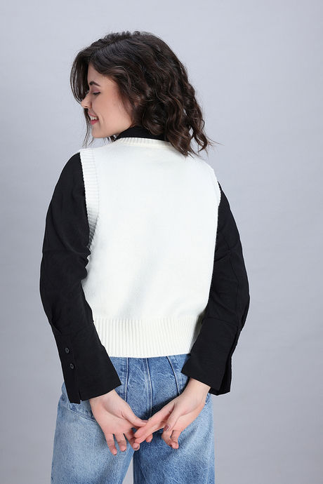 Zivame Retro Peek Sleeveless Sweater - Off White — image 4